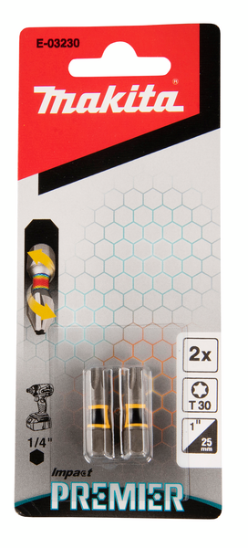 Ruuvauskärki Makita 25mm TX30 2kpl, Impact Premier iskevälle ruuvinvääntimelle