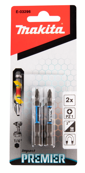 Ruuvauskärki Makita 50mm PZ1 2kpl, Impact Premier iskevälle ruuvinvääntimelle