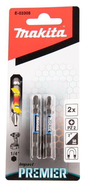 Ruuvauskärki Makita 50mm PZ2 2kpl, Impact Premier iskevälle ruuvinvääntimelle