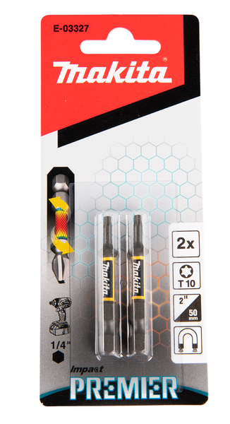 Ruuvauskärki Makita 50mm TX10 2kpl, Impact Premier iskevälle ruuvinvääntimelle