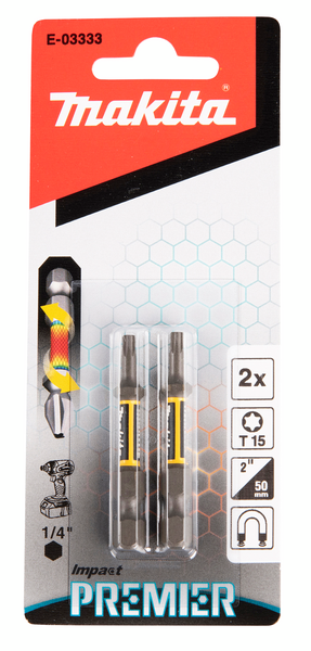 Ruuvauskärki Makita 50mm TX15 2kpl, Impact Premier iskevälle ruuvinvääntimelle
