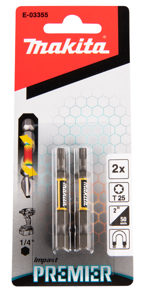 Ruuvauskärki Makita 50mm TX25 2kpl, Impact Premier iskevälle ruuvinvääntimelle