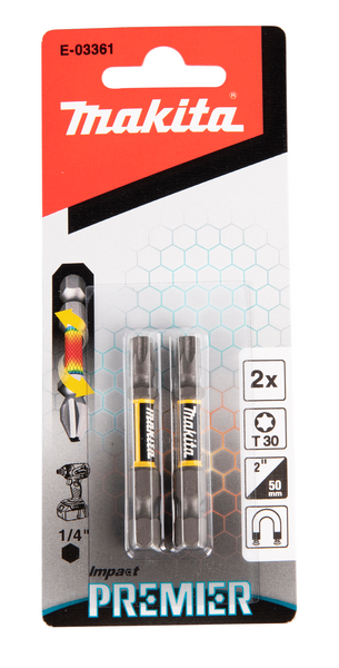 Ruuvauskärki Makita 50mm TX30 2kpl, Impact Premier iskevälle ruuvinvääntimelle