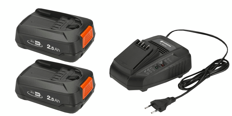 Akkusarja GARDENA P4A 2x2,5Ah PBA 18V/45 + AL 1830