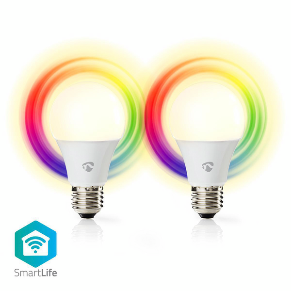 Led-lamppu Nedis Smartlife WiFi 2700K+RBG 470lm A60 2kpl E27