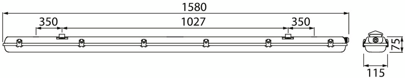 Yleisvalaisin Airam Generic Lux led 2x6600lm 24W IP65