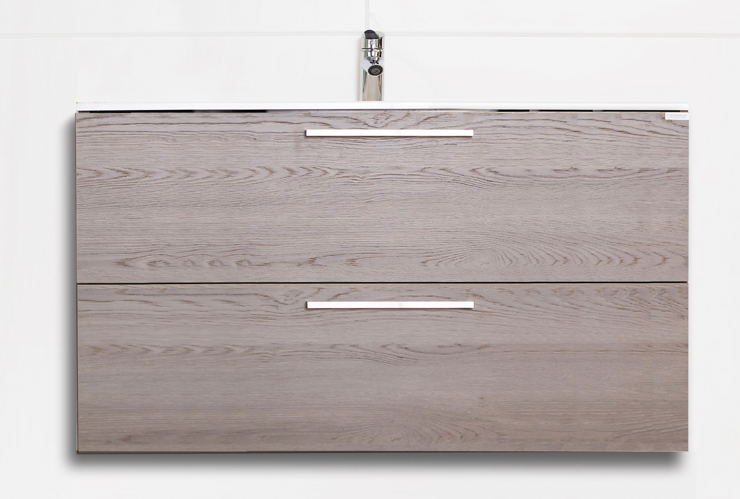 Allaslaatikosto Finnmirror Style 120 valumarmorialtaalla harmaa tammi