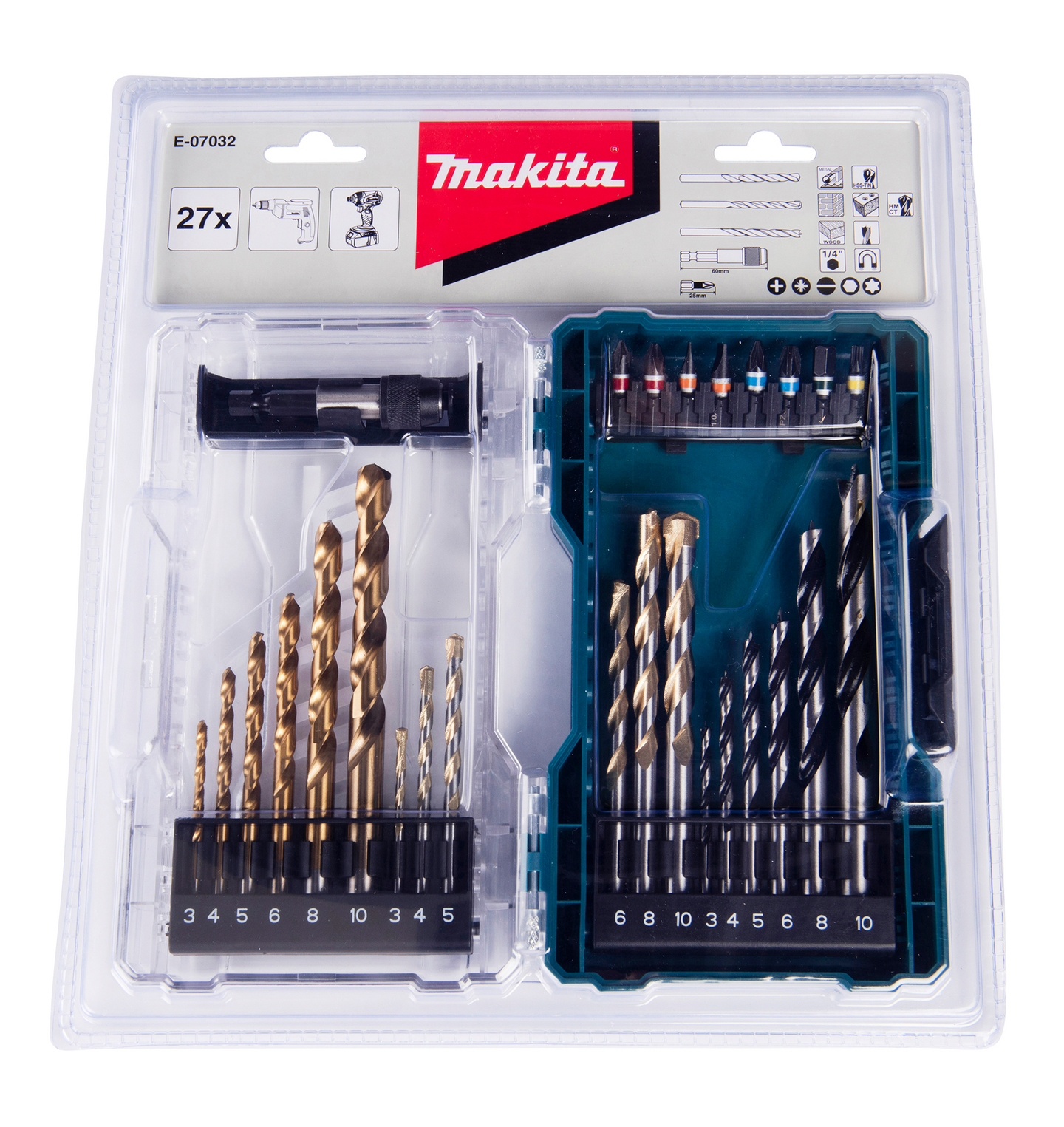 Poranterä- ja ruuvikärkisarja Makita 27-osainen