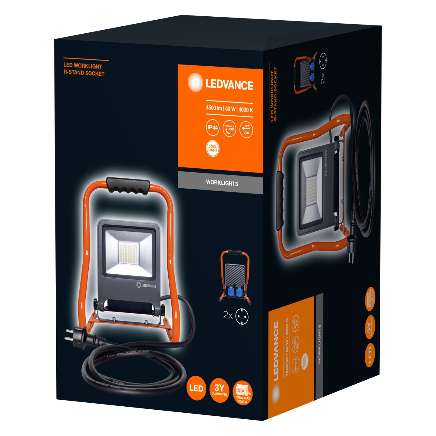 Työmaavalaisin LEDVANCE Worklight 4000lm 2xpistorasia