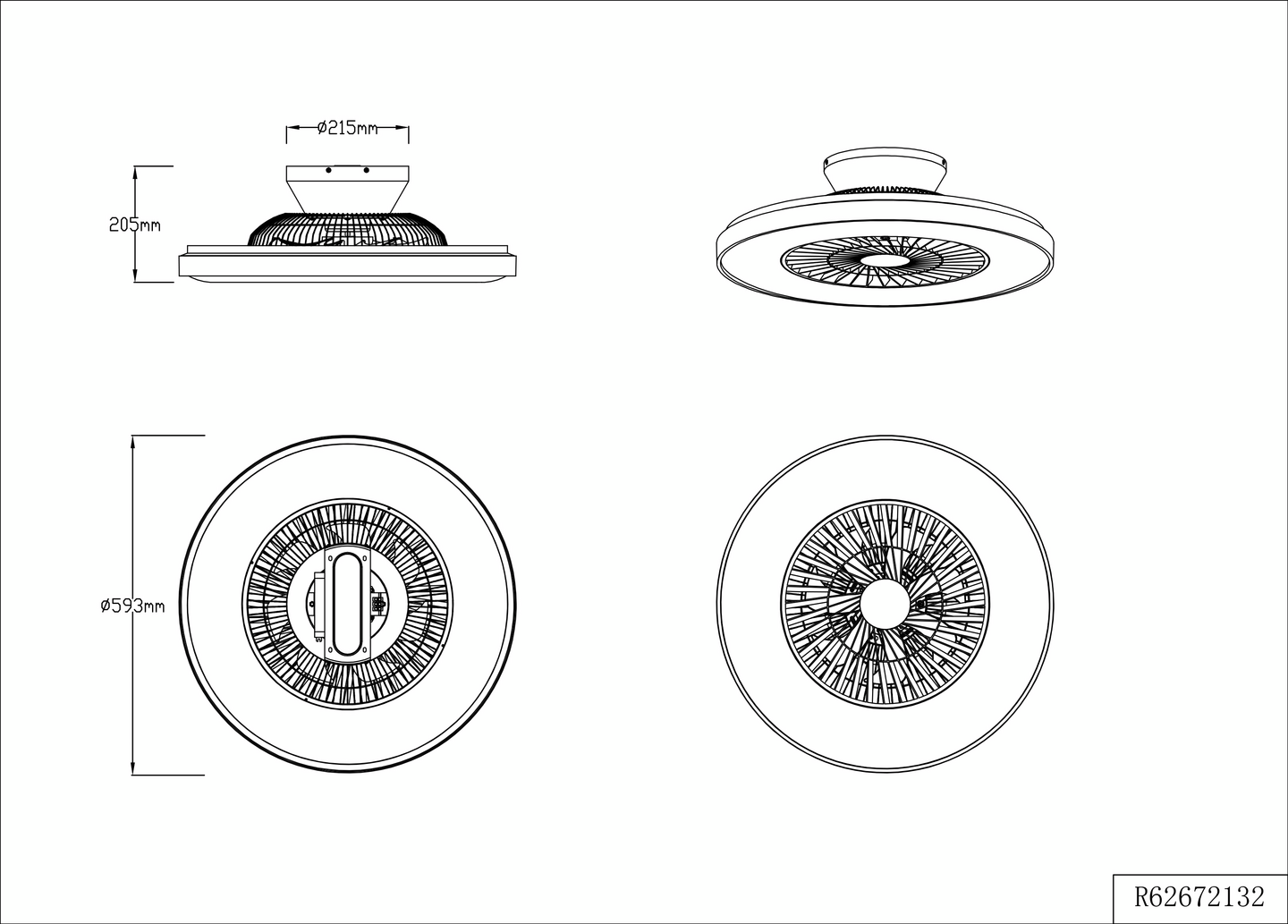 Tuuletinplafondi TRIO Halmstad led mattamusta Starlight