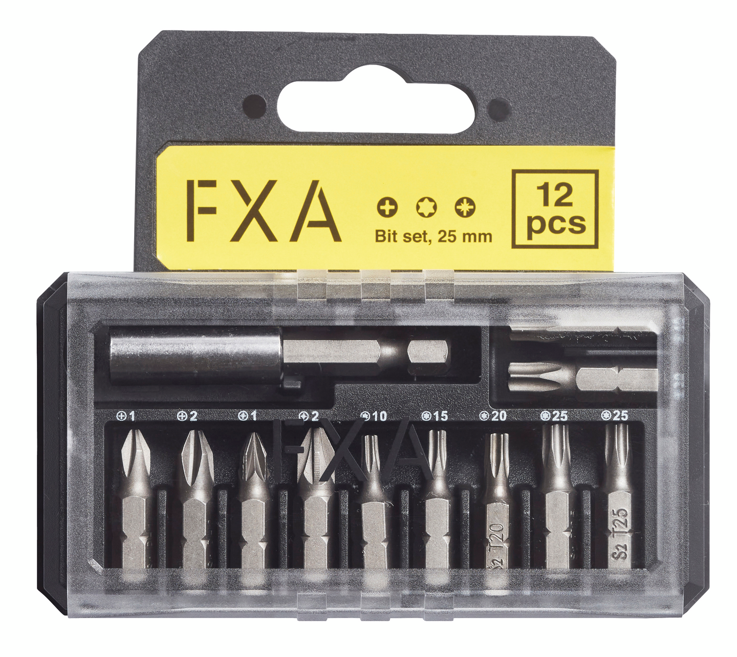 Ruuvauskärkisarja FXA 12-osainen TX/PH/PZ 25mm