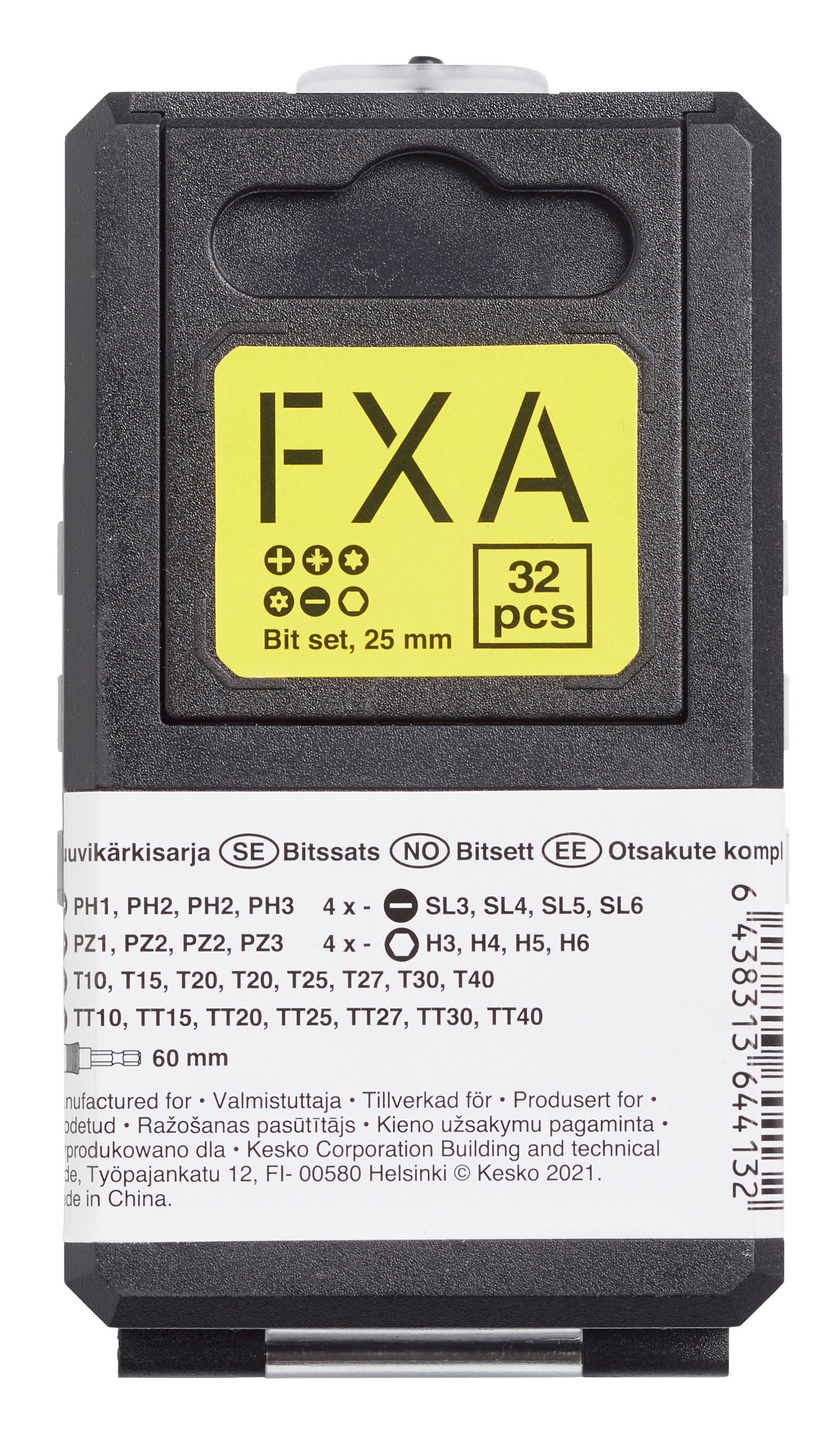 Ruuvauskärkisarja FXA 32-osainen TX/PH/PZ/SL/H/TT 25mm