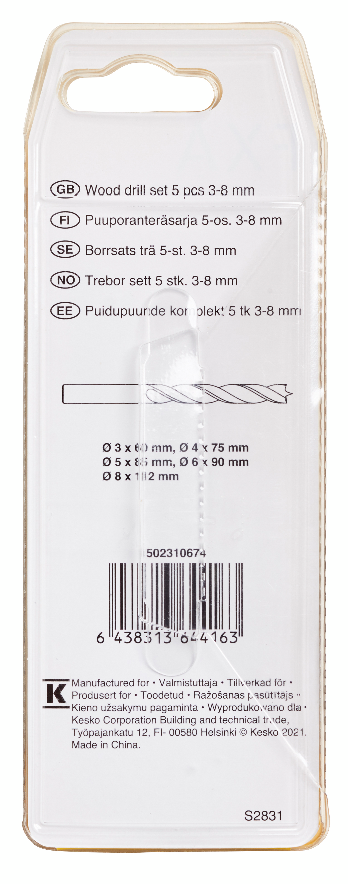 Puuporanteräsarja FXA 5-osainen 3/4/5/6/8 mm