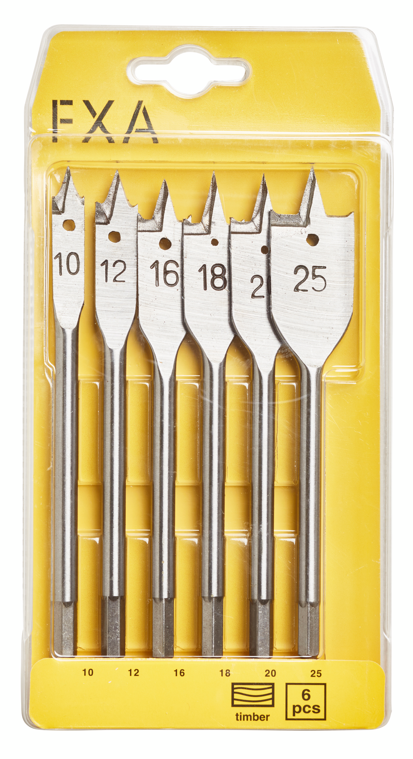 Puuporanteräsarja FXA 6-osainen 10/12/16/18/20/25mm litteä