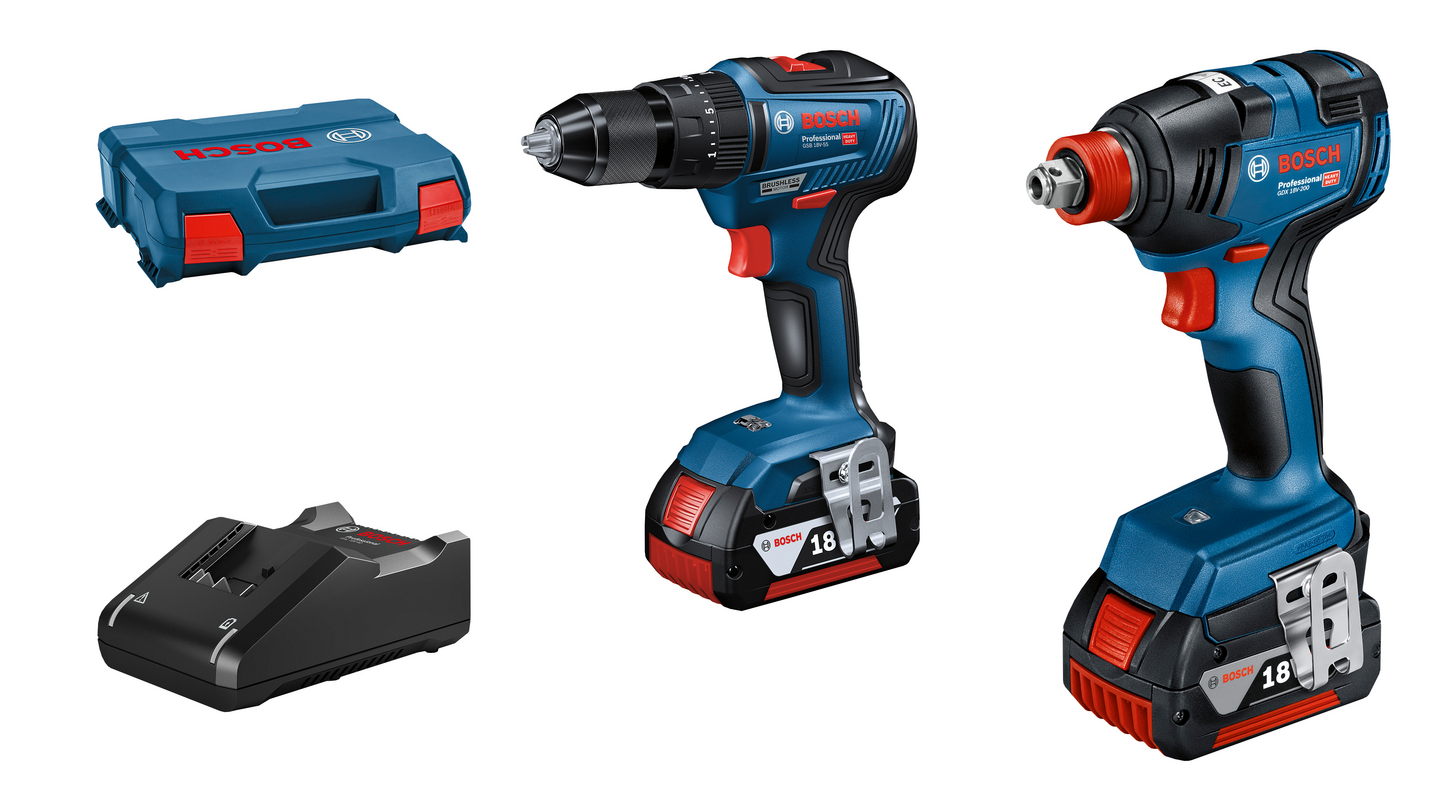 Akkukonesarja Bosch 18V GDX 18V-200 + GSB 18V-55