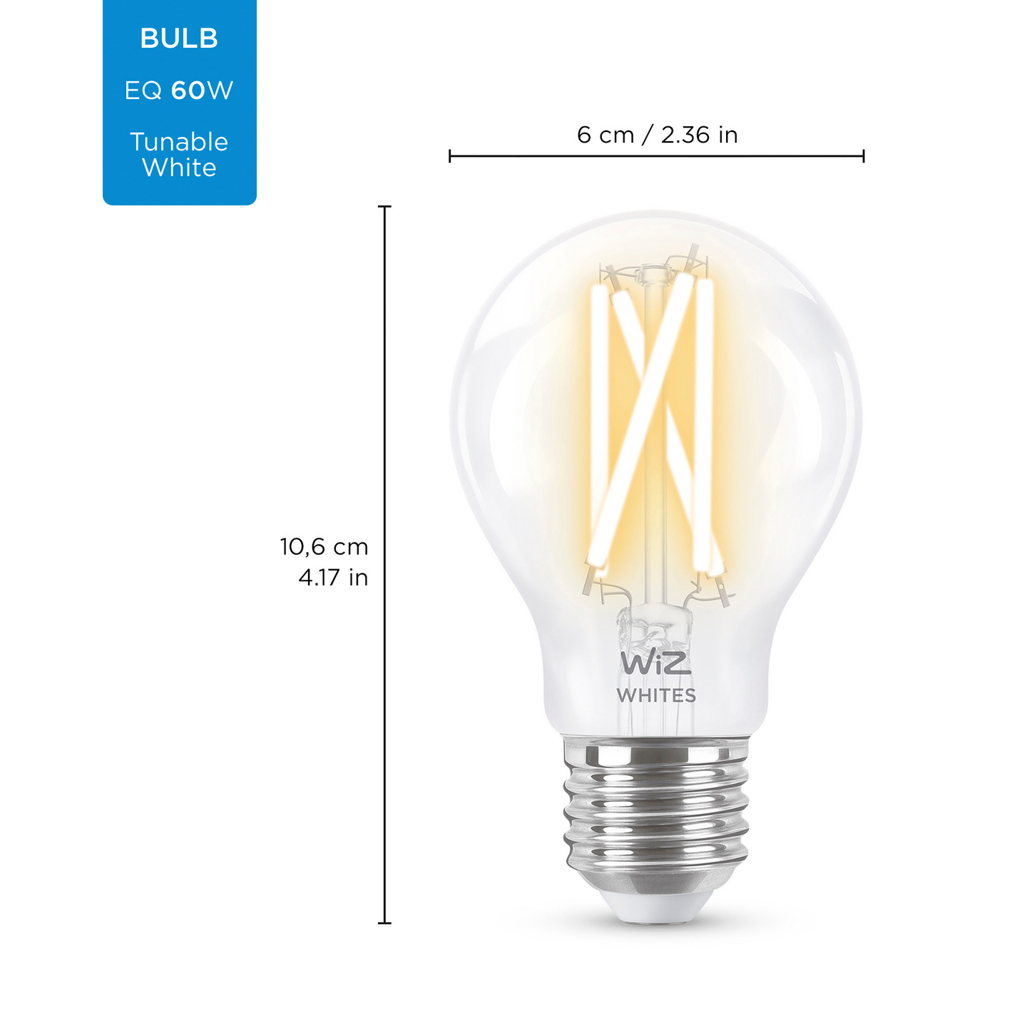 Led-lamppu WiZ WI-FI 7W E27 A60 927-65 Filament TW kirkas