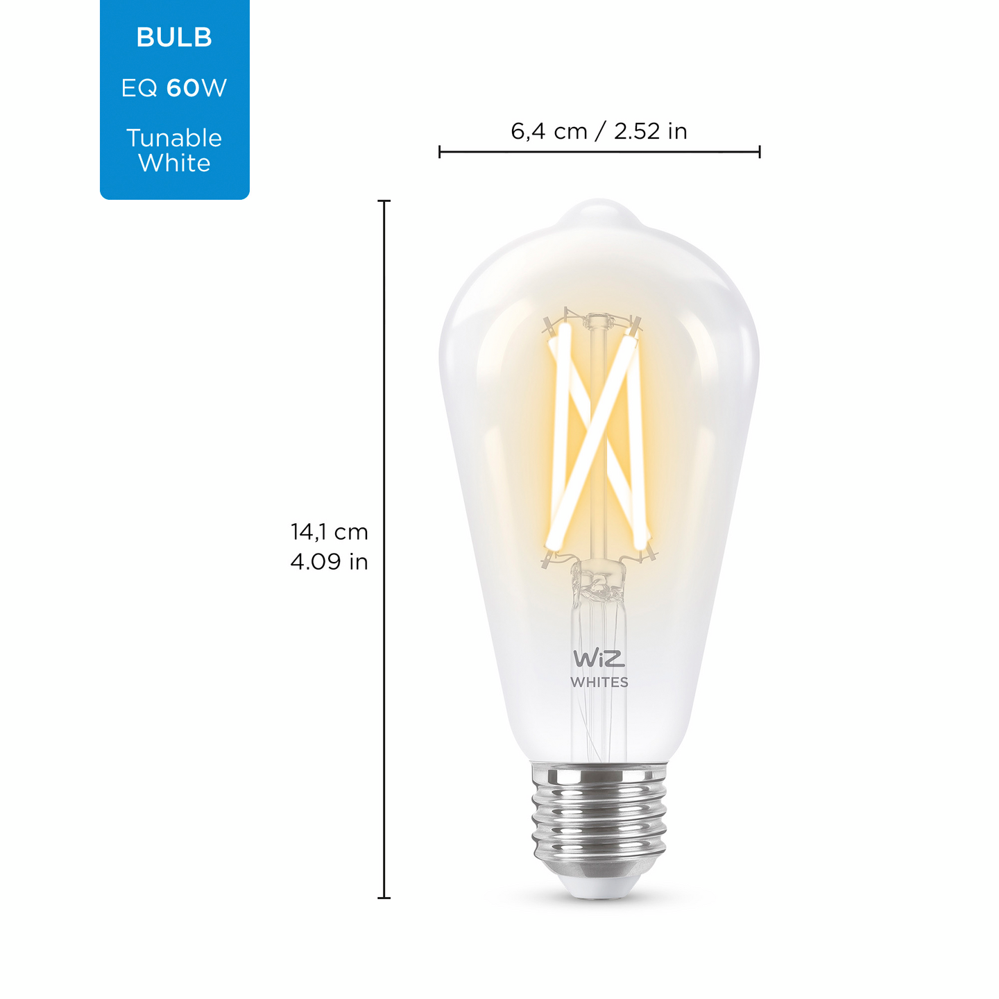 Led-lamppu WiZ WI-FI 7W E27 ST64 927-65 Filament TW kirkas