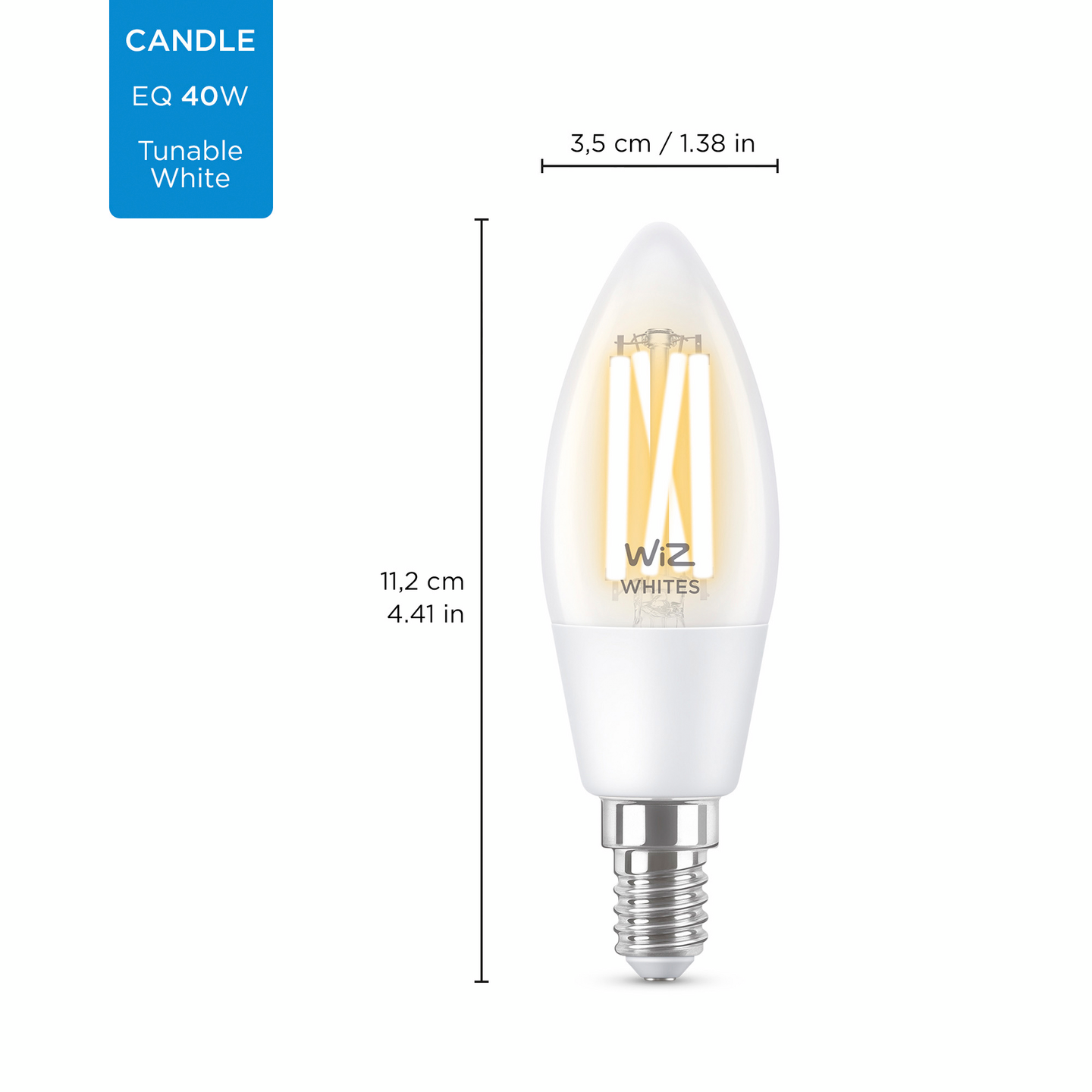 Led-lamppu WiZ WI-FI 4.9W E14 C35 927-65 Filament TW kirkas
