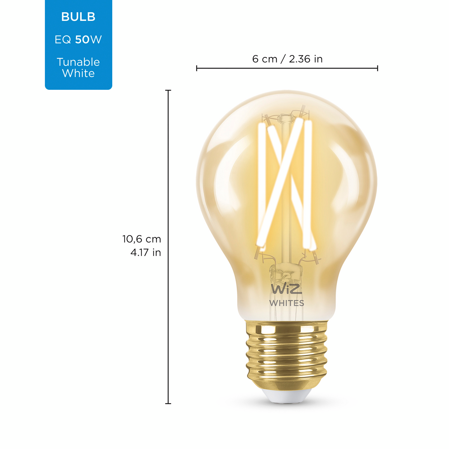 Led-lamppu WiZ WI-FI 7W E27 TW A60 920-50 Filament meripihka