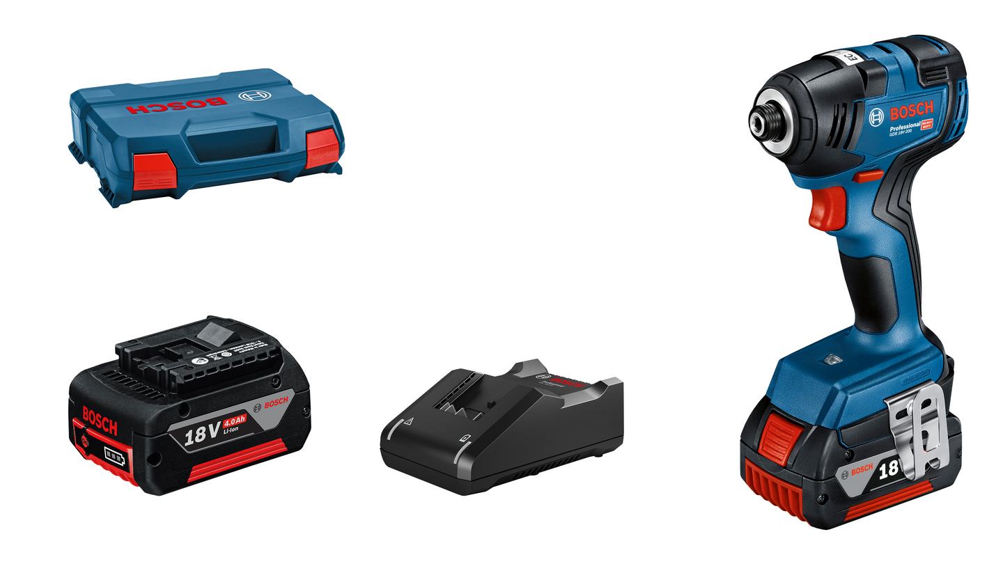 Akkuiskuruuvinväännin Bosch GDR 18V-200 2x4,0Ah L-Case