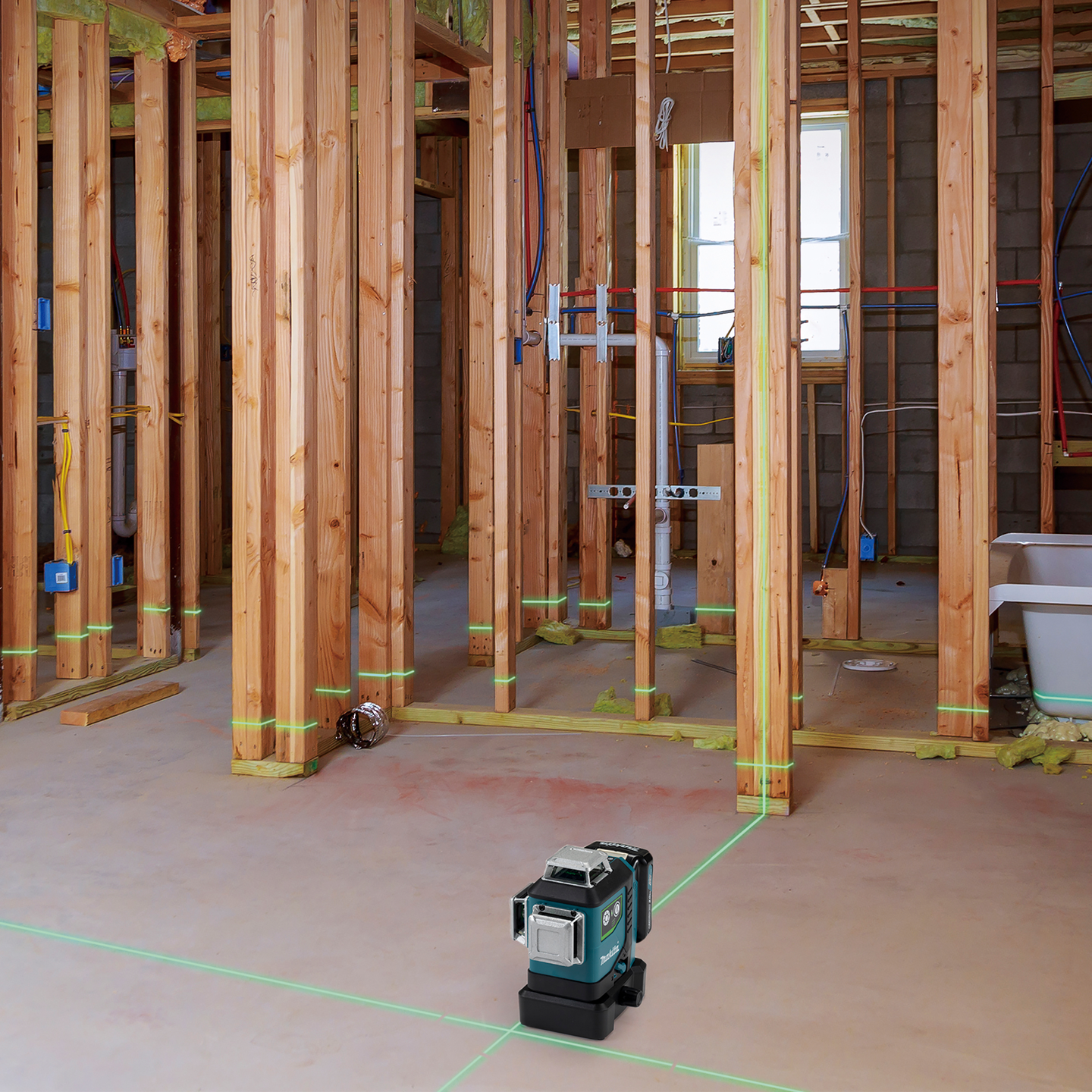 Ristiviivalaser Makita SK700GDWA vihreä akku 2,0Ah