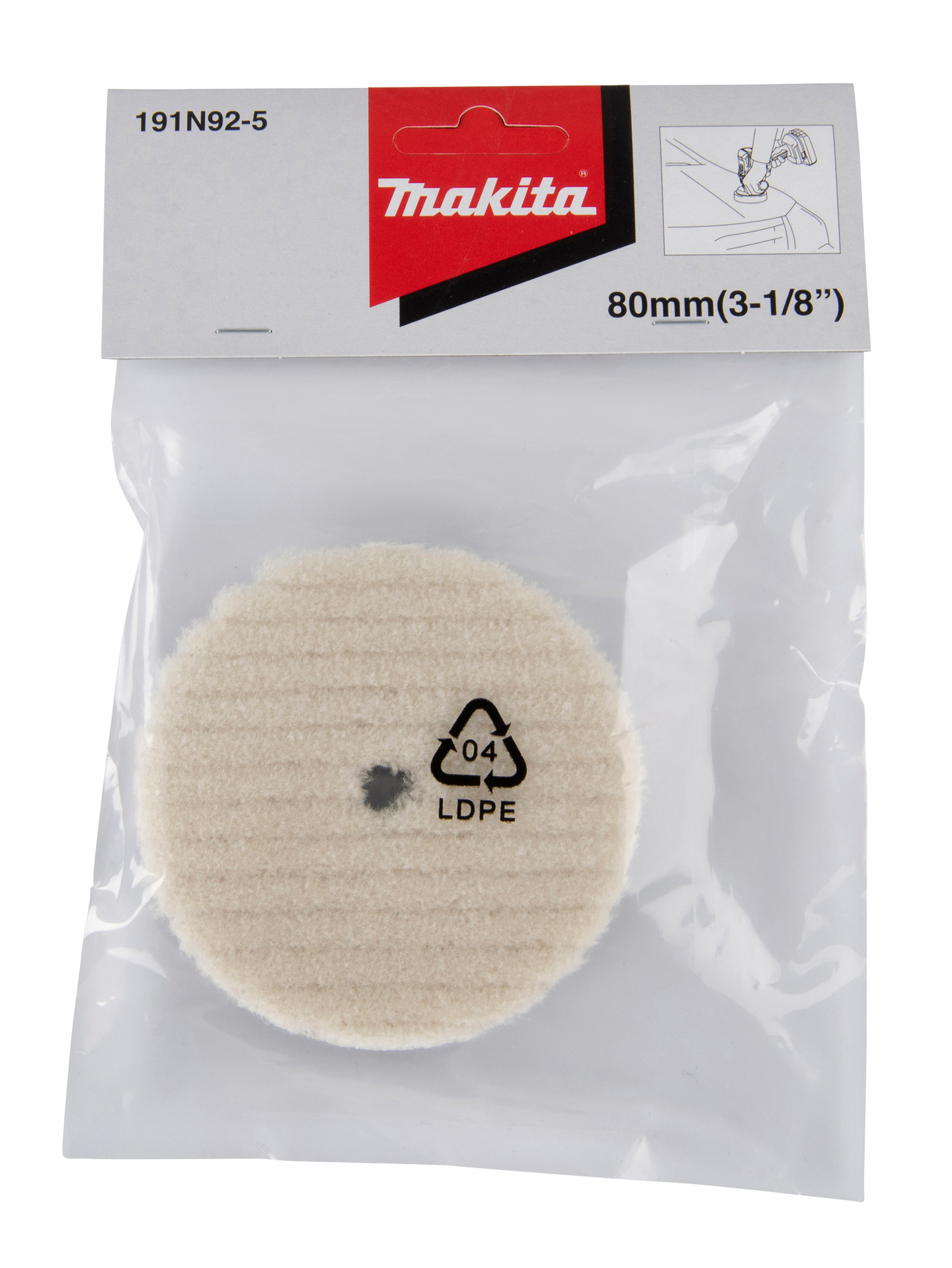 Kiillotusmoppi Makita villaa 80mm DPV300 kiillotuskoneeseen