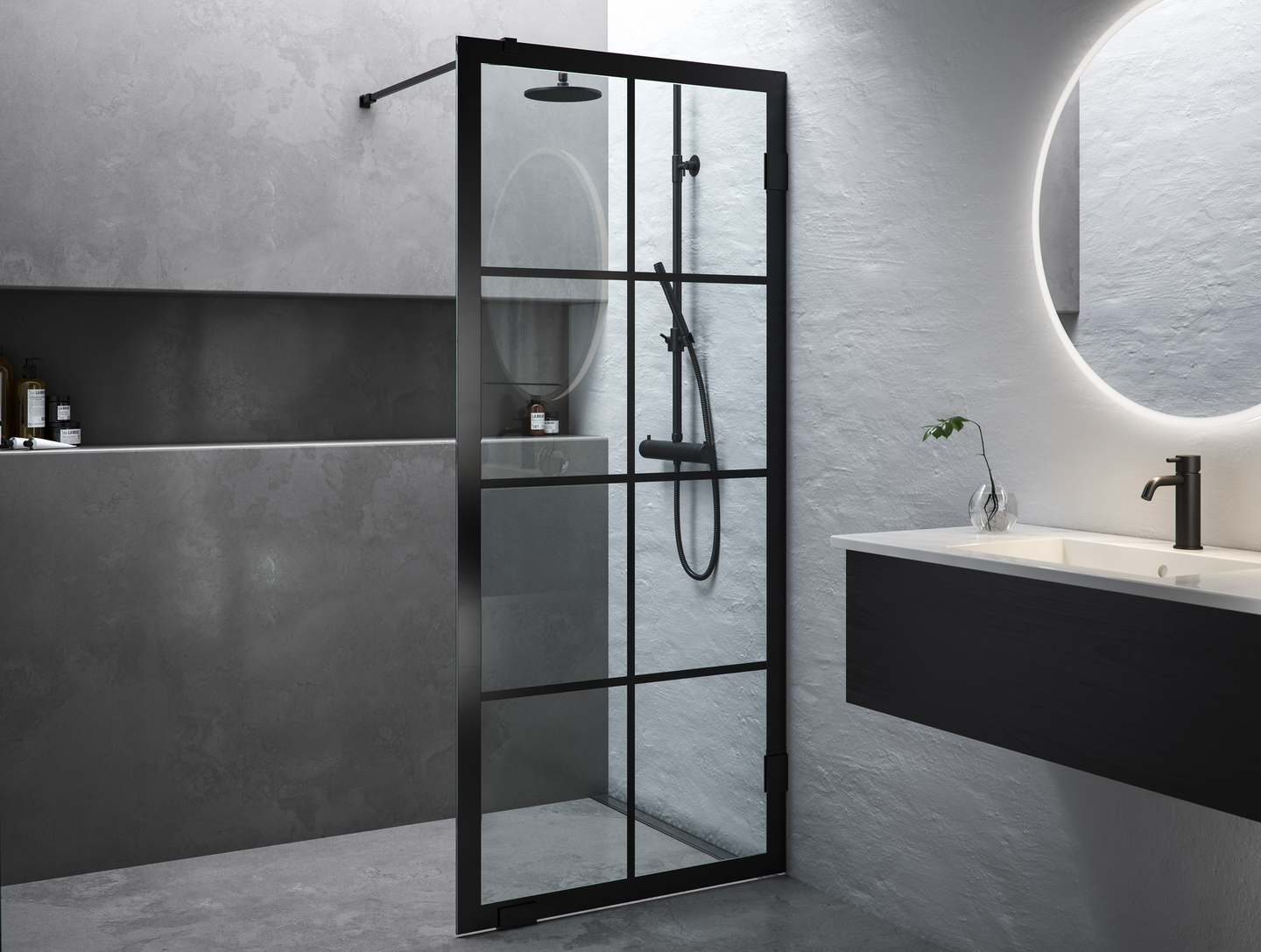 SKÄRMVÄGG SVEDBERGS RISTA FAST SVART MATT KLAR 180GR 88X1X200CM