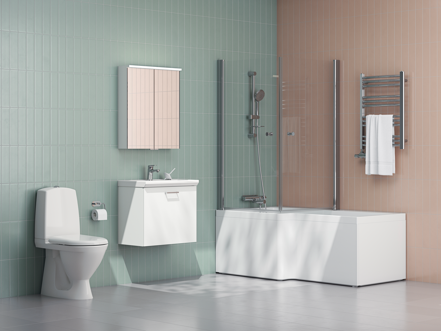 DUSCHBADKAR SVEDBERGS TORNE VIT VÄNSTER FRONT GAVEL 160X70/85X60CM