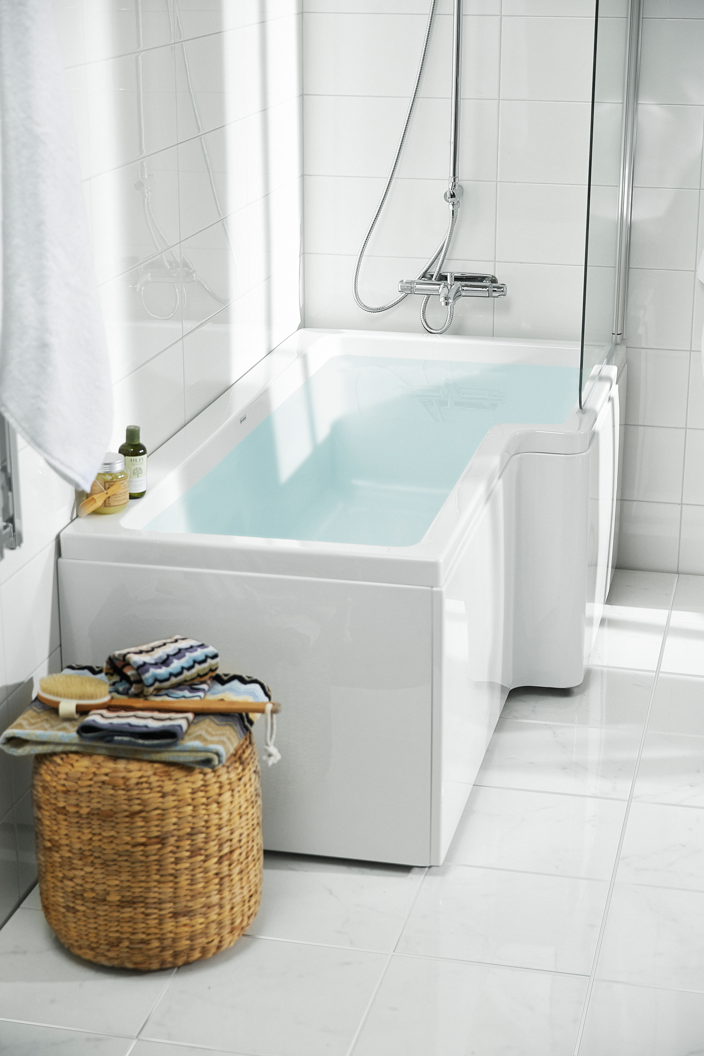 DUSCHBADKAR SVEDBERGS TORNE VIT HÖGER FRONT GAVEL 170X70/85X60CM