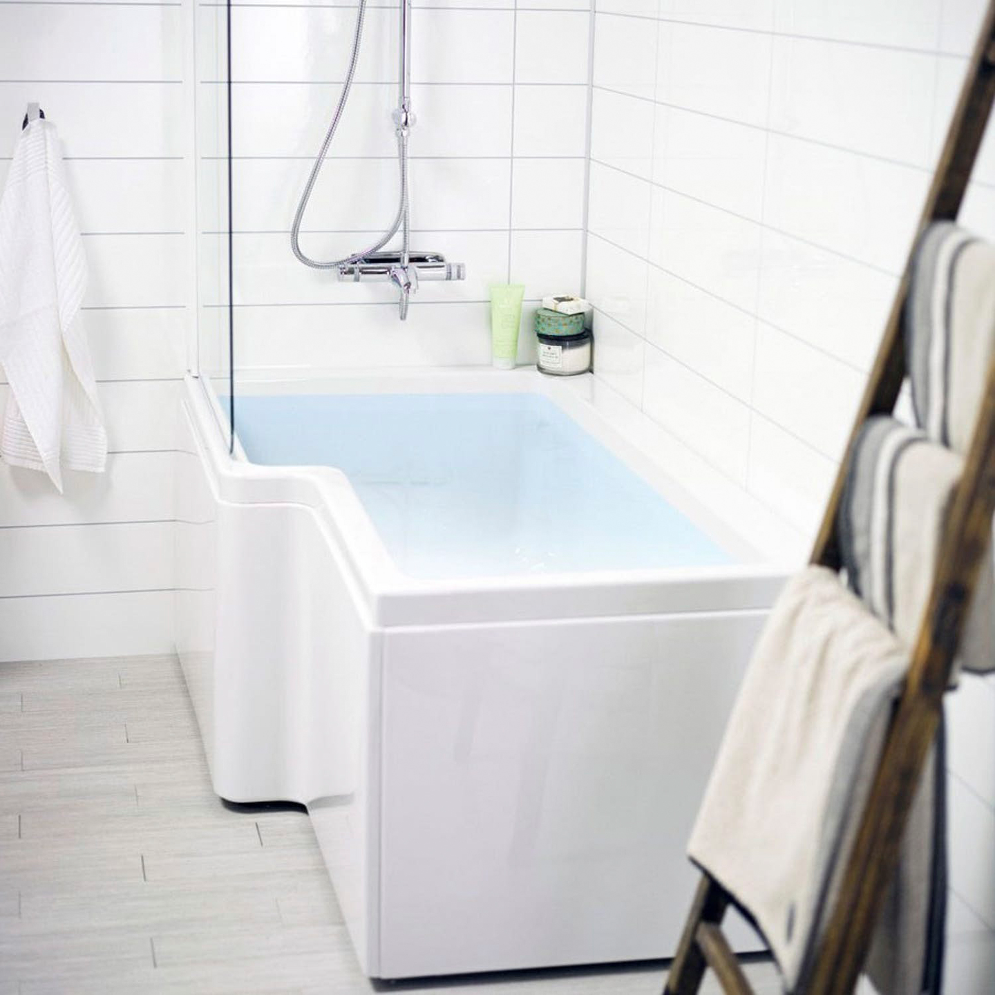 DUSCHBADKAR SVEDBERGS TORNE VIT VÄNSTER FRONT 170X70/85X60CM