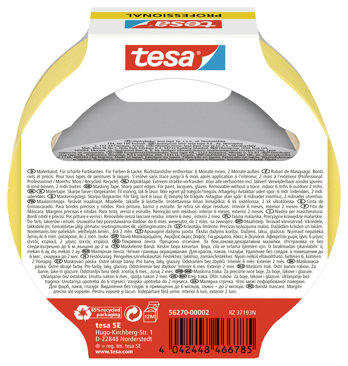 Maalarinteippi Tesa Professional 25mmx25m keltainen