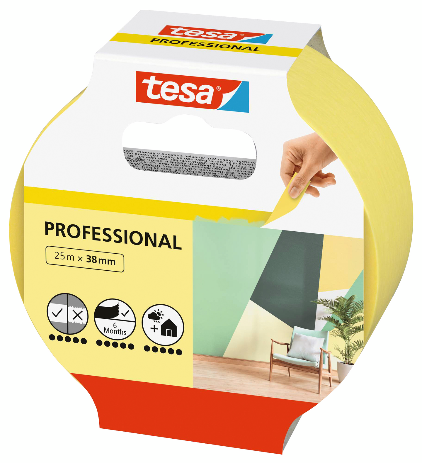 Maalarinteippi Tesa Professional 25mx38mm keltainen