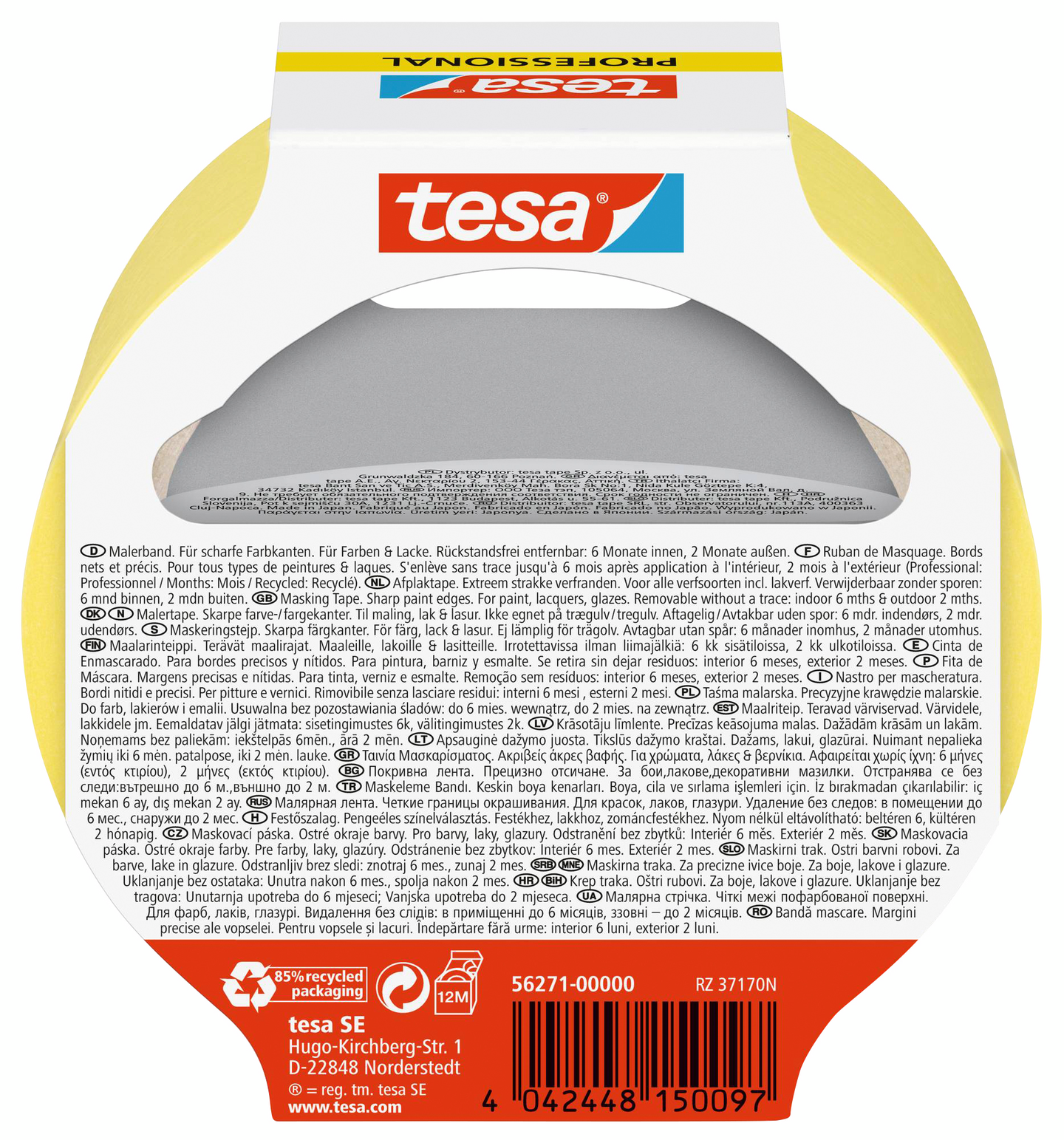 Maalarinteippi Tesa Professional 25mx38mm keltainen