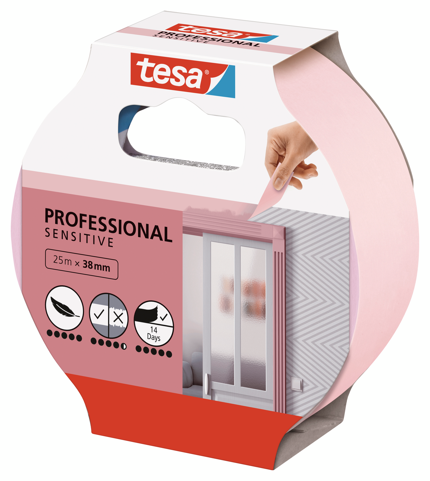 Maalarinteippi Tesa Professional Sensitive 25 m x 38 mm tapetille