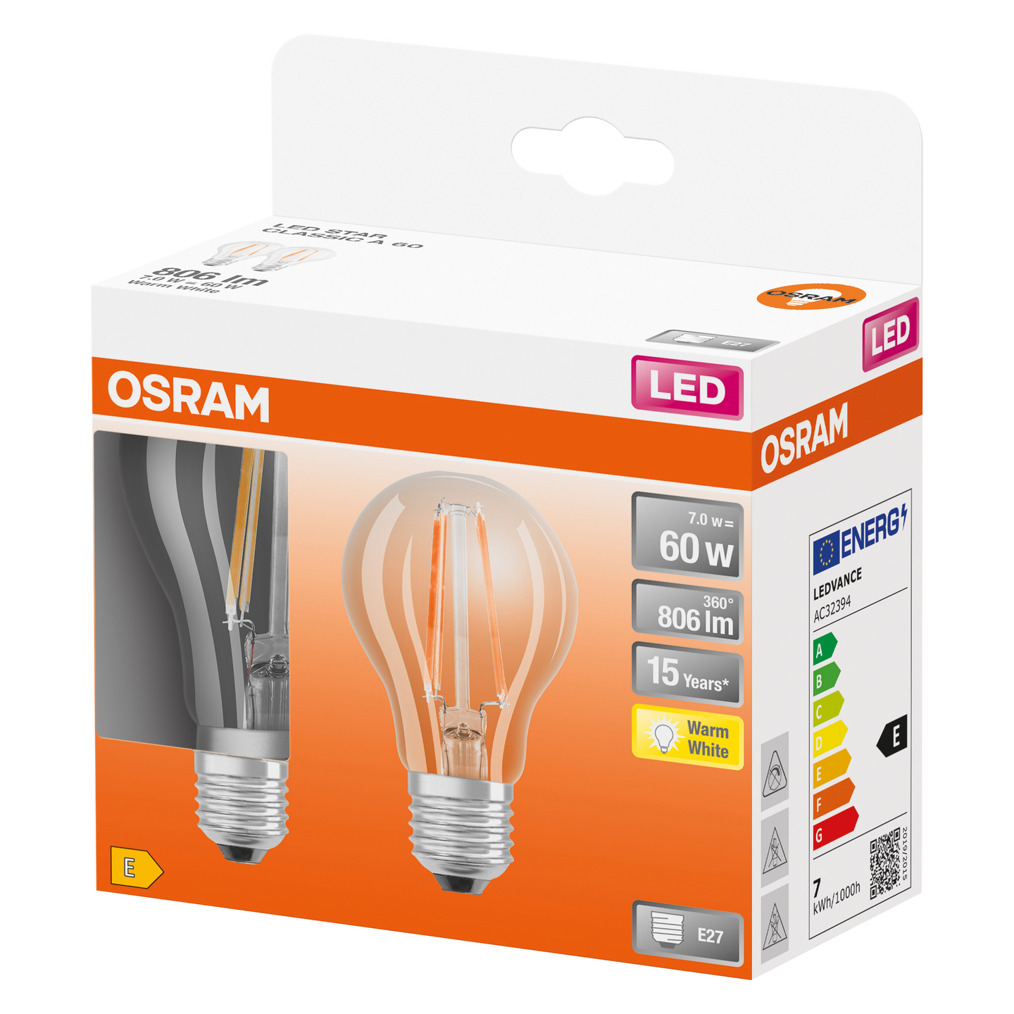 LED OSRAM CLA 60 CL 7 E27 FIL