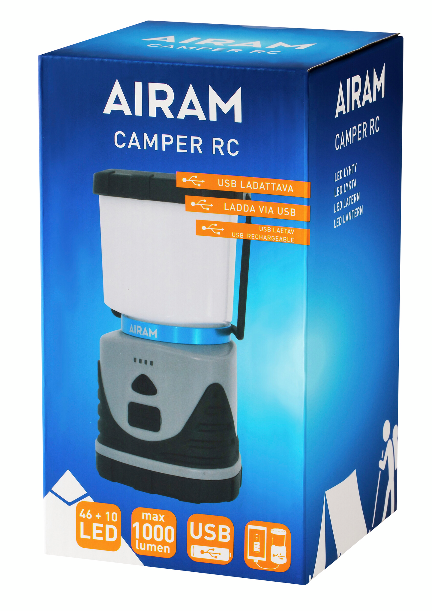 Led-lyhty Airam Camper RC USB-ladattava 1000lm