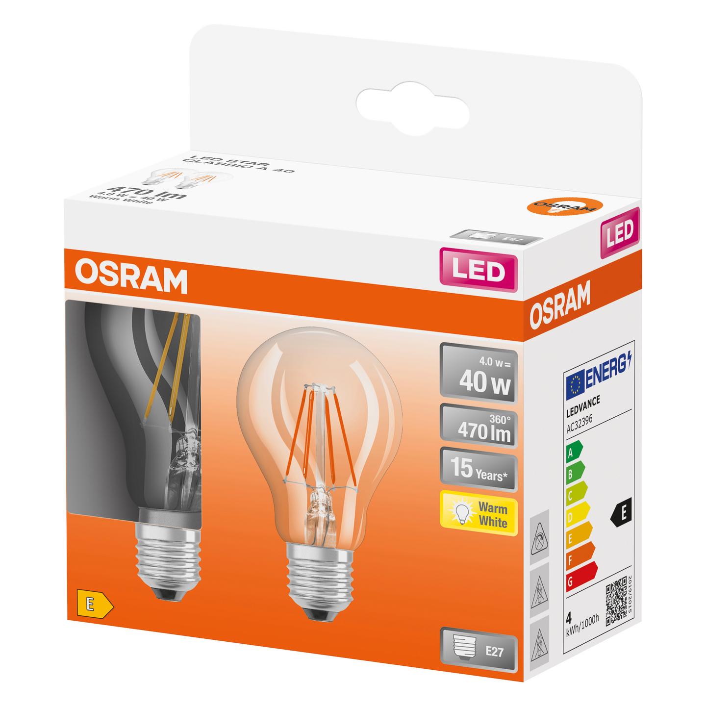 LED OSRAM CLA 40 4 W/2700K E27