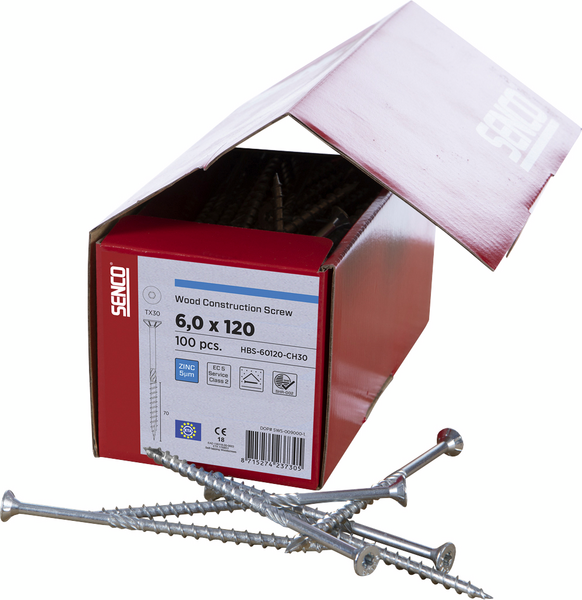 Rakenneruuvi Senco 6x140mm sähkösinkitty uppokanta 100kpl