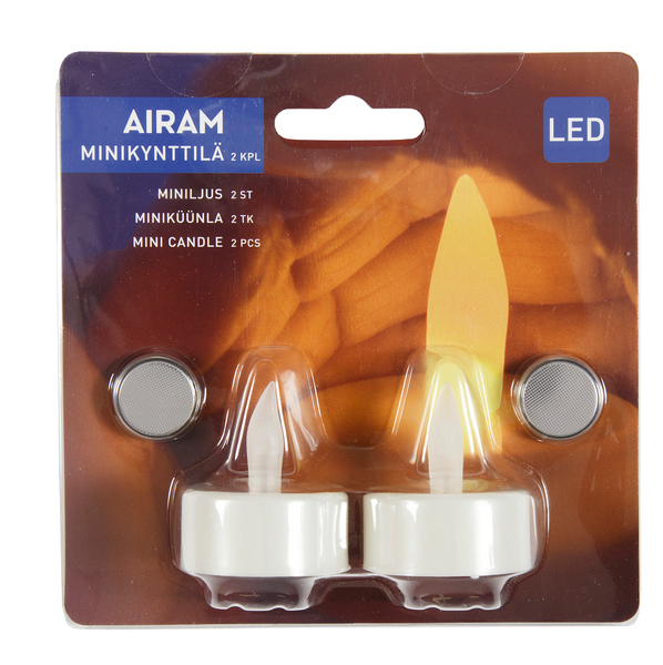 Led-minikynttilä Airam 2cm CR2032 2kpl