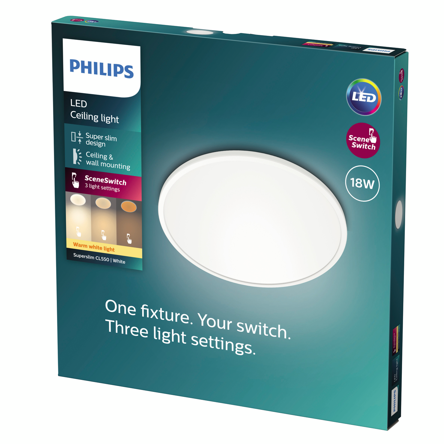 Kattovalaisin Philips Superslim 18W 27K valkoinen