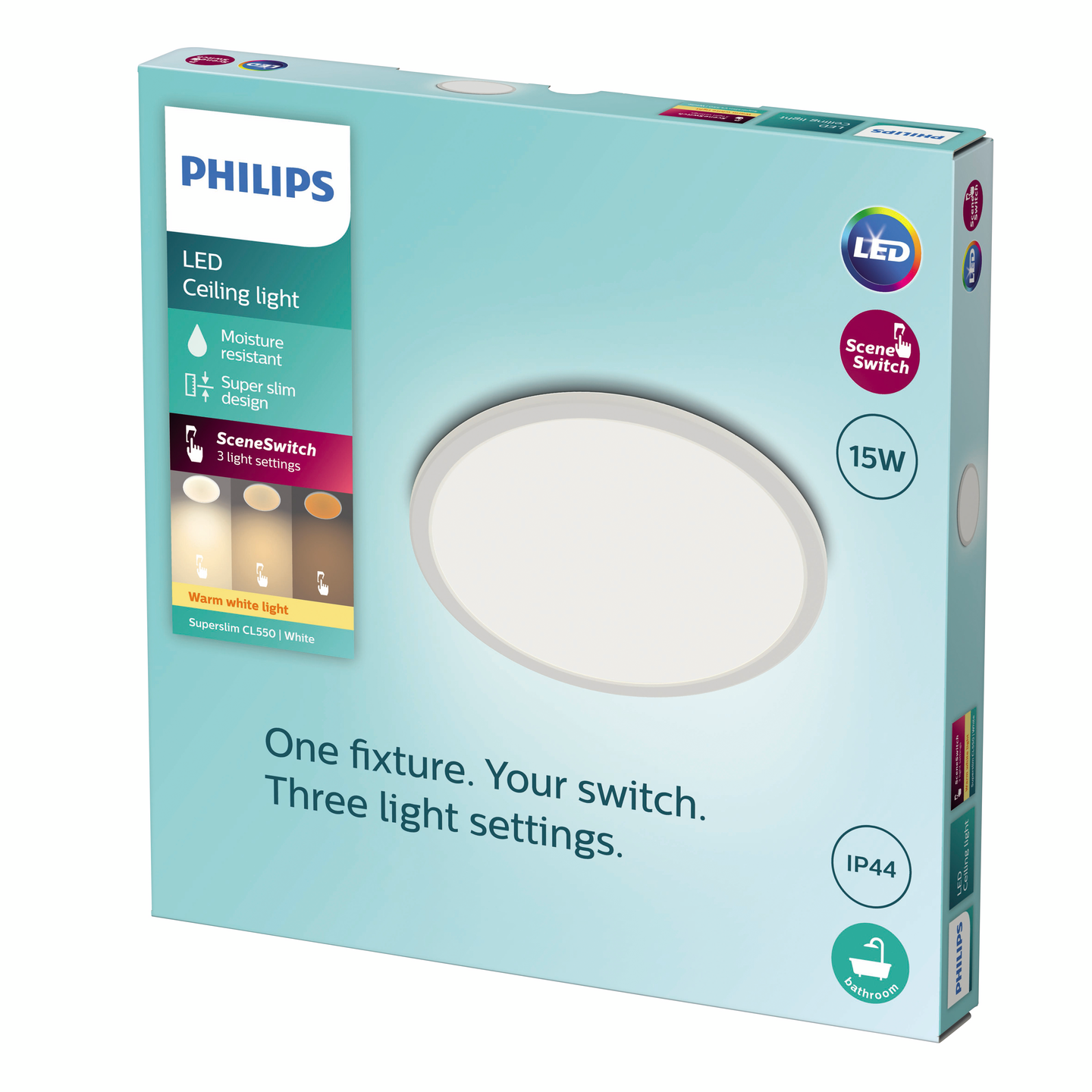 PHILIPS BADRUMSPLAFOND SLIM SS W VIT IP44