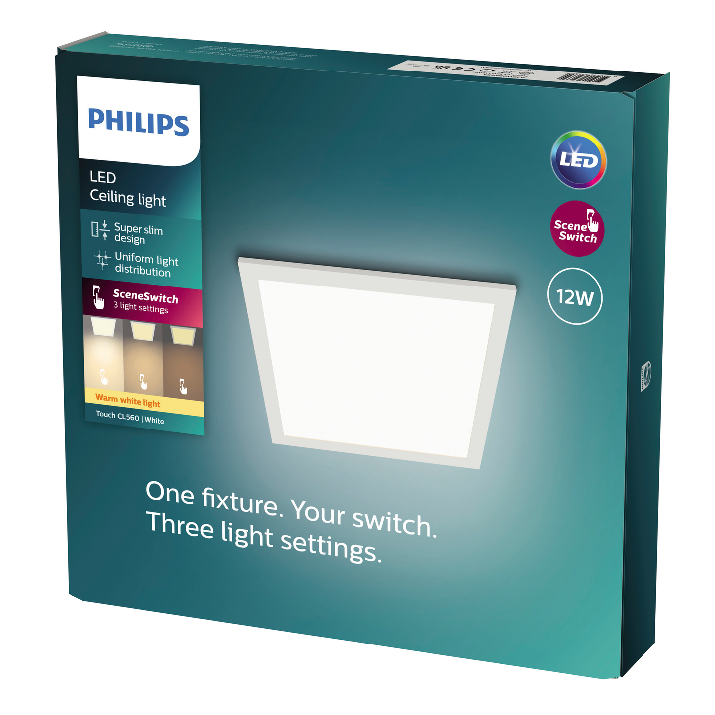 Kattovalaisin Philips Panel 12W 27K valkoinen neliö