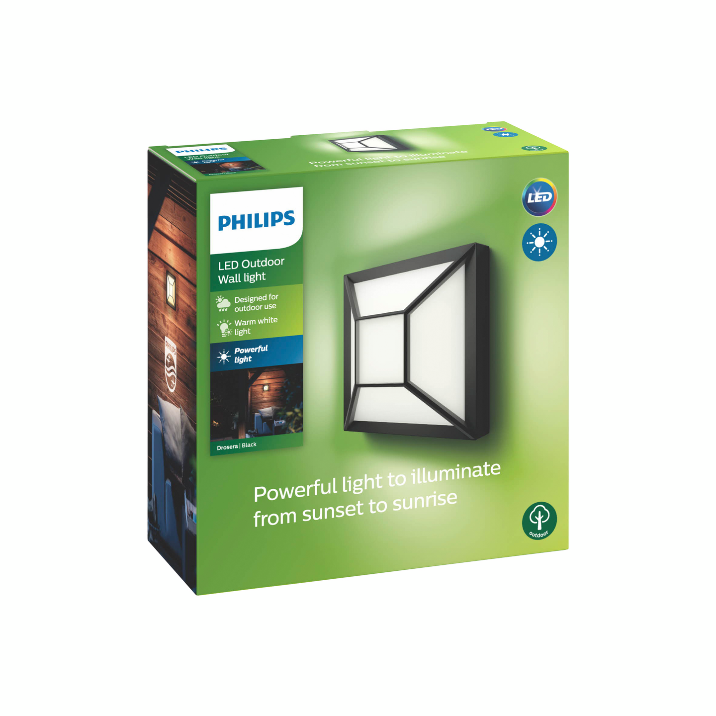 Seinävalaisin Philips Drosera 1x12W 176v musta