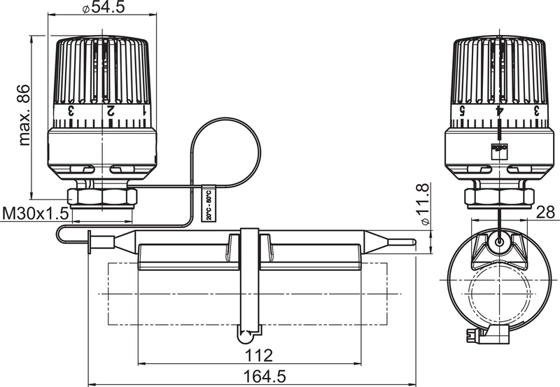 Patteritermostaatti Oras 443001 Stabila Pro 1m lattialämpö