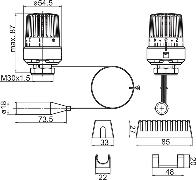 Patteritermostaatti Oras 443005 Stabila Pro 5m irtoanturi