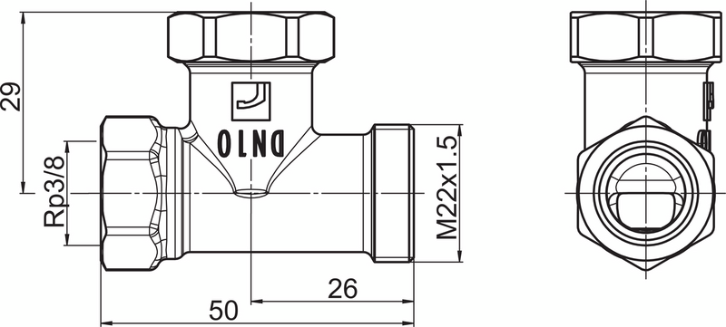 Paluuventtiili suora Oras 443510 Stabila Pro 3/8