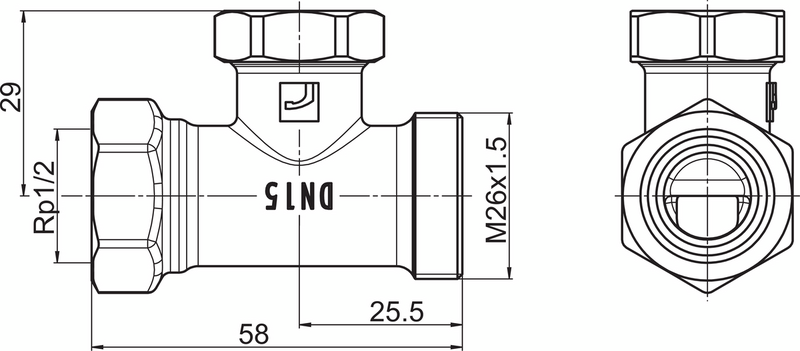 Paluuventtiili suora Oras 443515 Stabila Pro 1/2