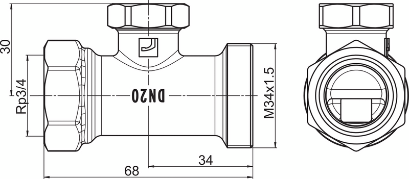 Paluuventtiili Oras suora 3/4 443520