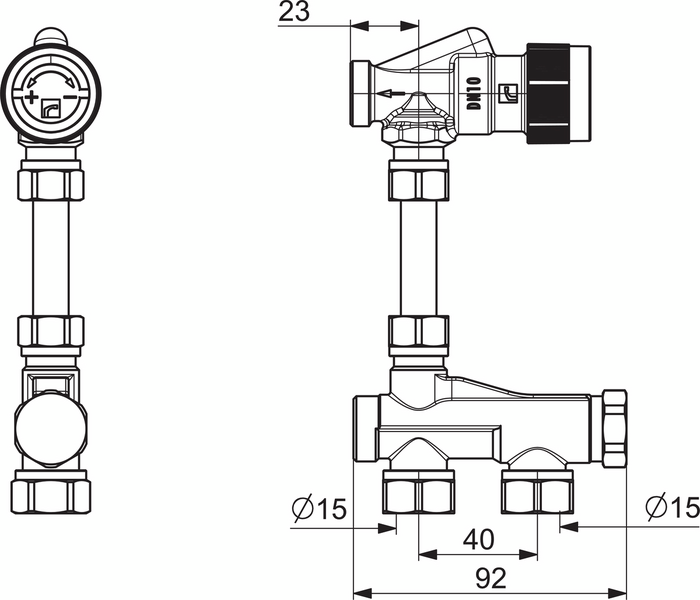 Venttiiliyhdistelmä Oras 443100 Stabila Pro 3/8 1-2 putkelle