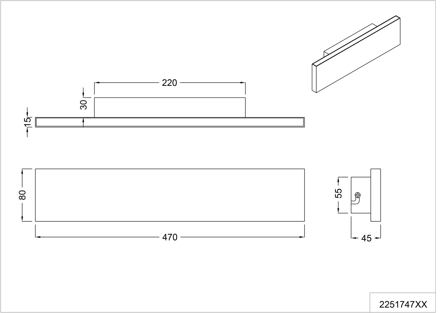 Seinävalaisin TRIO Concha 46,5cm antrasiitti